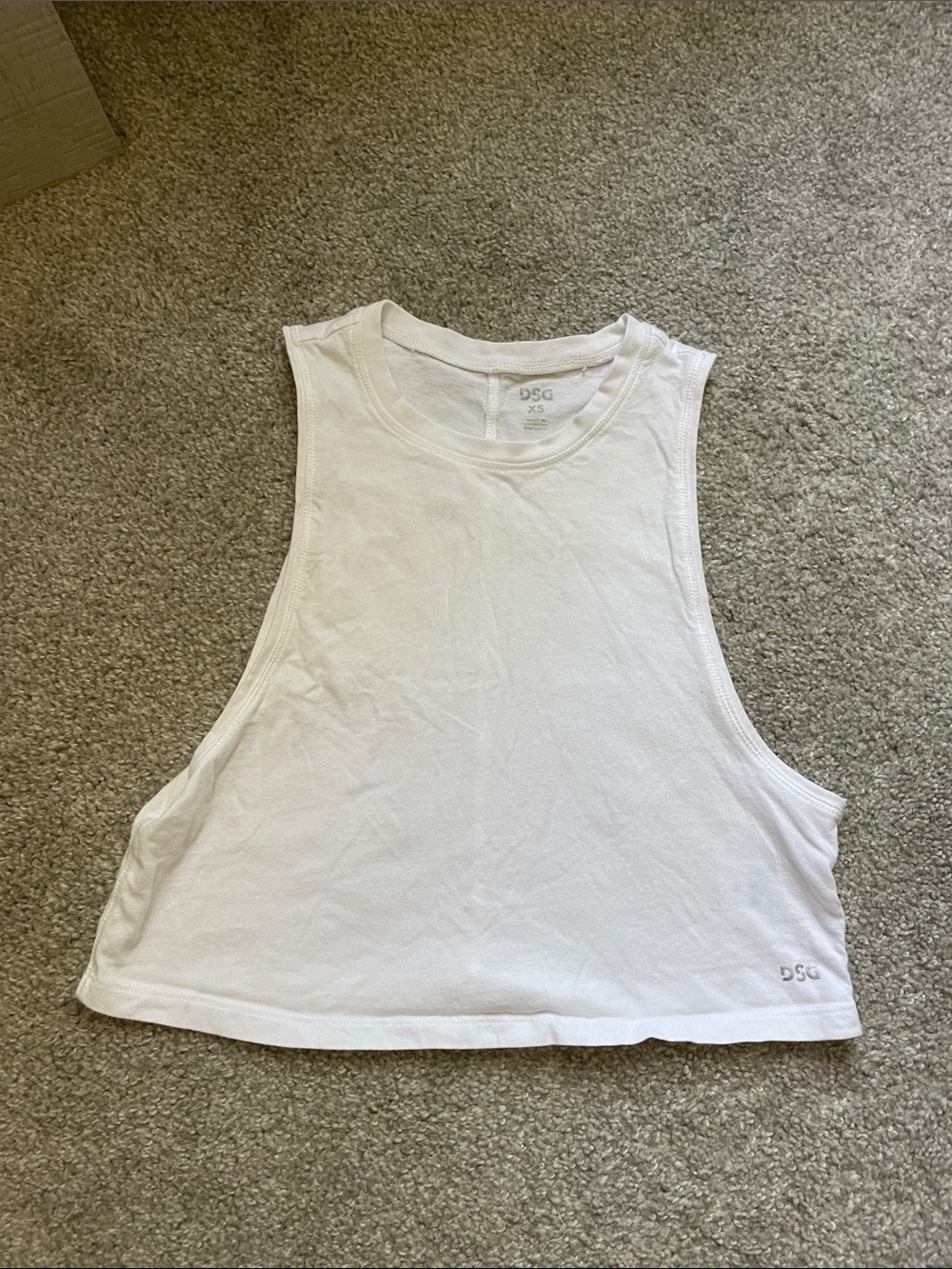 DSG White Ribbed Cropped Tank for Women